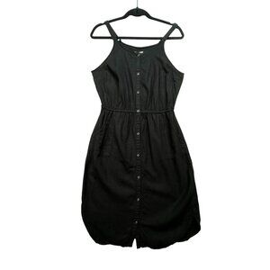 Old Navy Womens Button-Front Midi Dress Size S Black Pockets Sleeveless Chic